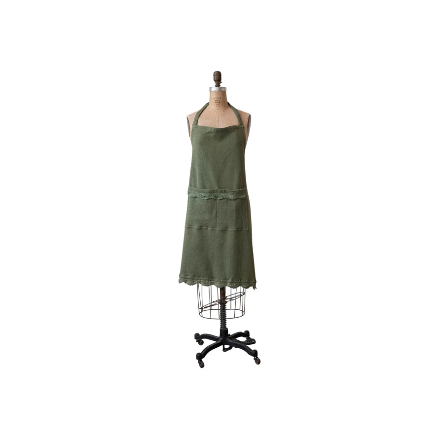 Lace Trim Olive Apron