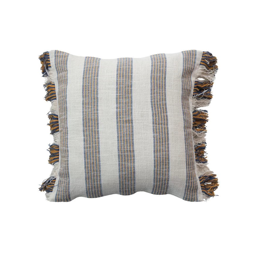 Blue & Yellow Woven Stripe Pillow