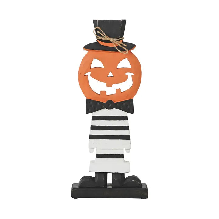 Jack-O'-Lantern with Top Hat Wooden Shelf Sitter