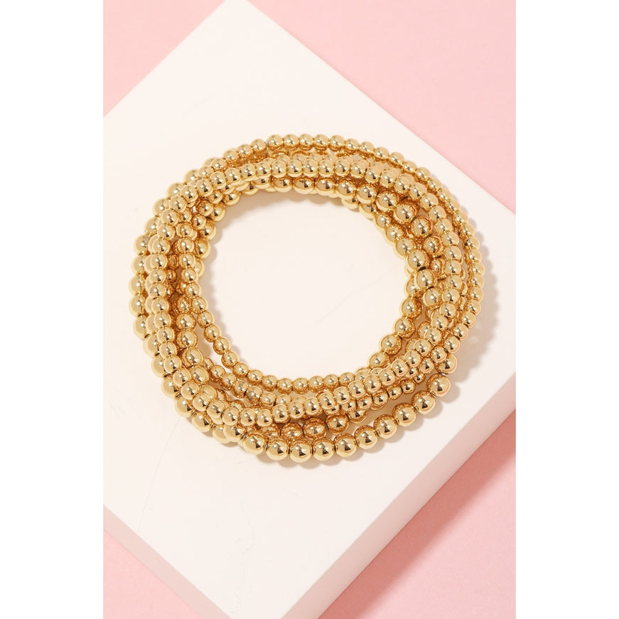 Gold Ball Bead Bracelet Set