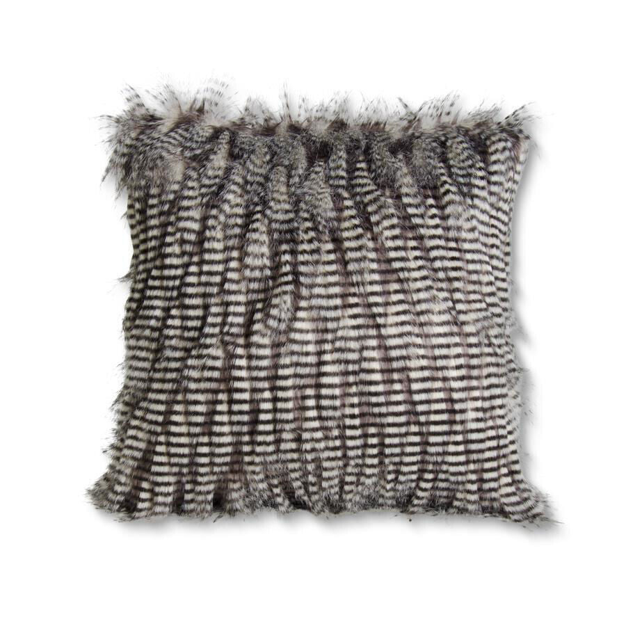 Three Tone Gray Faux Fur Pillow