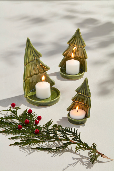 Christmas Tree Votive Holder S/3