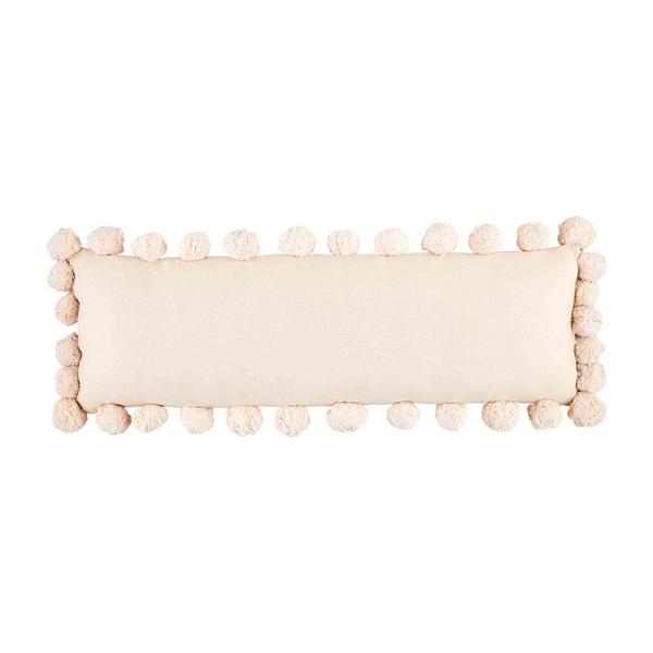 Cream Long Pom Pom Pillow