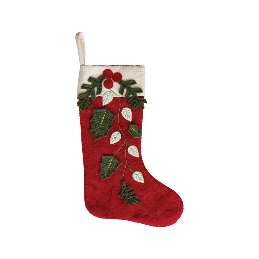 Wool Felt Stocking w/ Berries