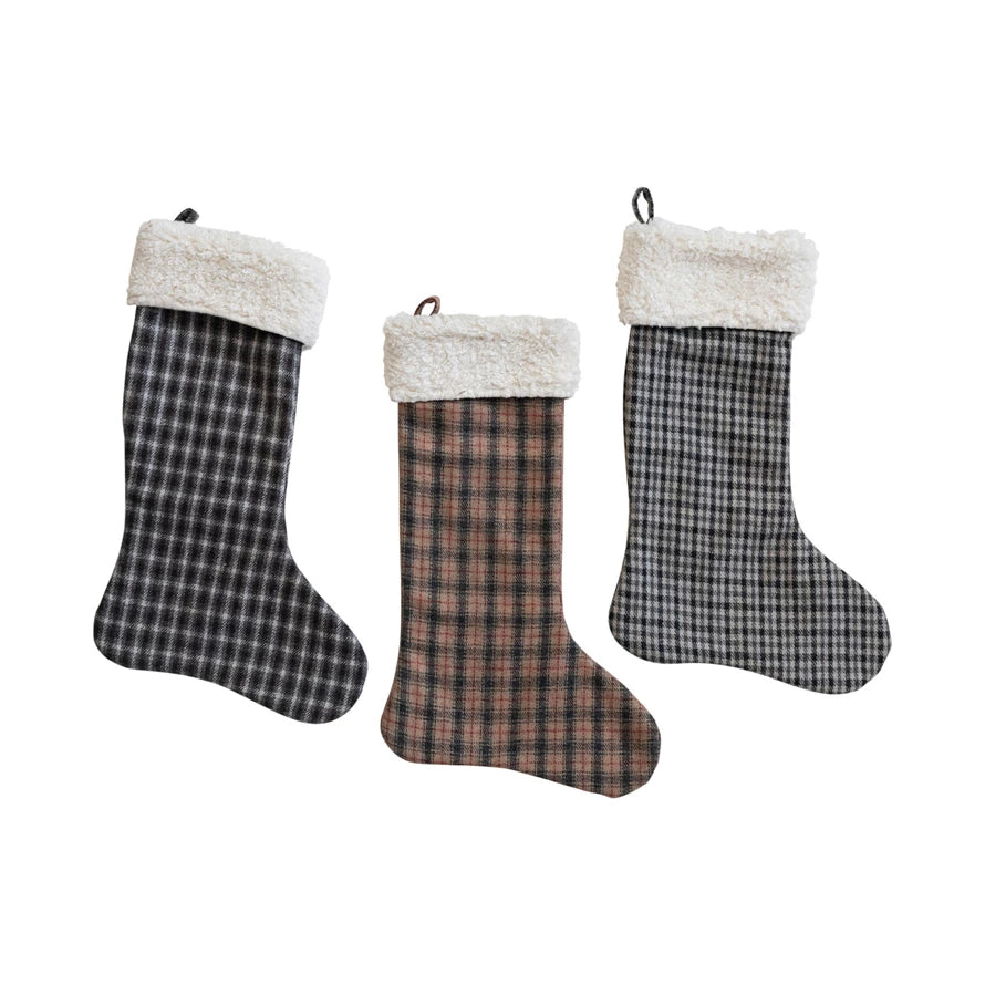 Sherpa Cuff Plaid Stocking