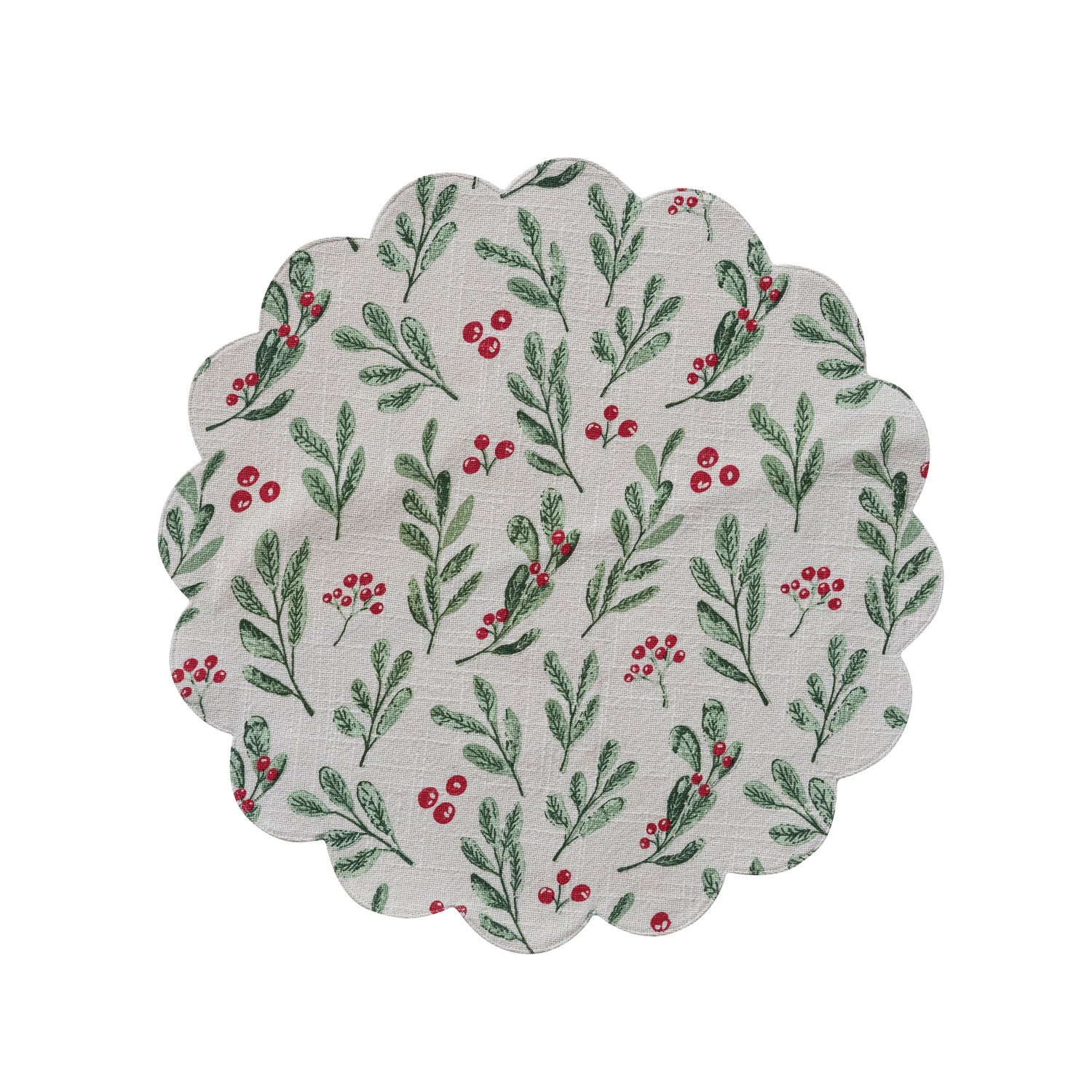 15" Mistletoe Scalloped Placemat