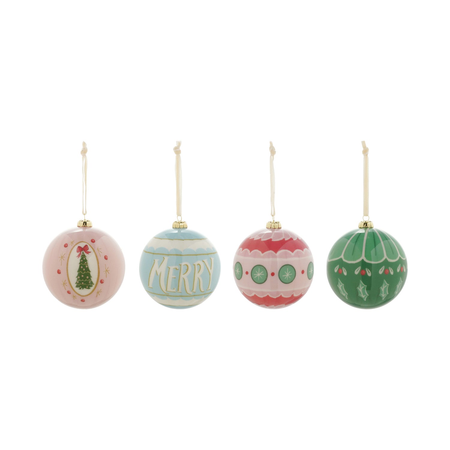3.9" Holiday Decoupage Ball Ornament