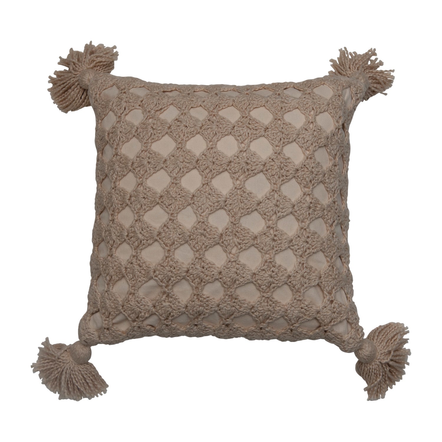 Natural Crochet Pillow & Tassels