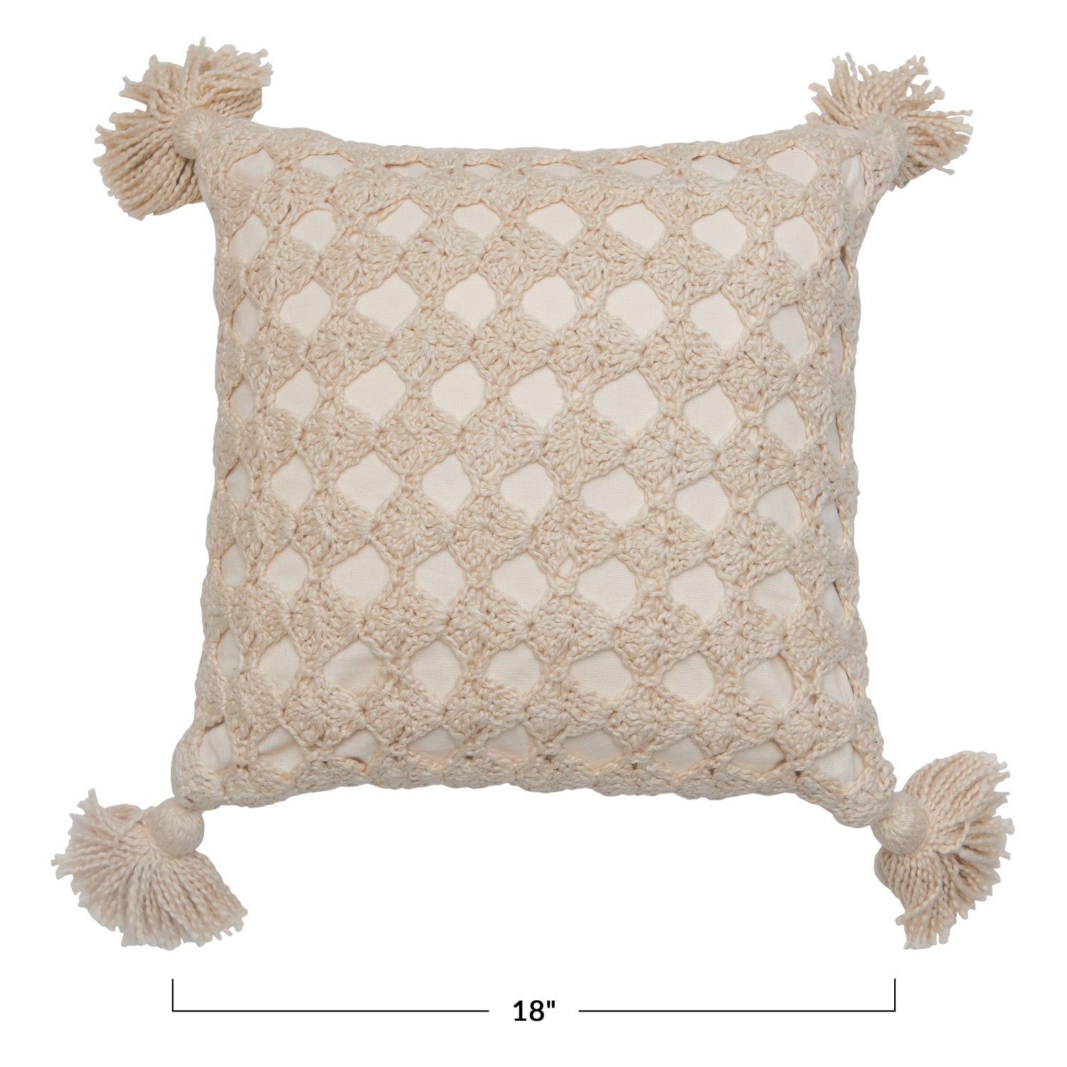 Natural Crochet Pillow & Tassels