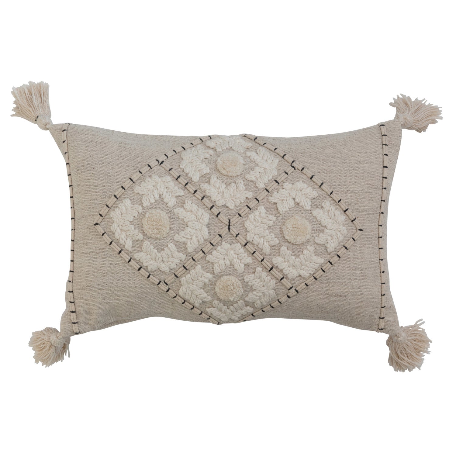 Lumbar Embroidery Pillow & Tassels