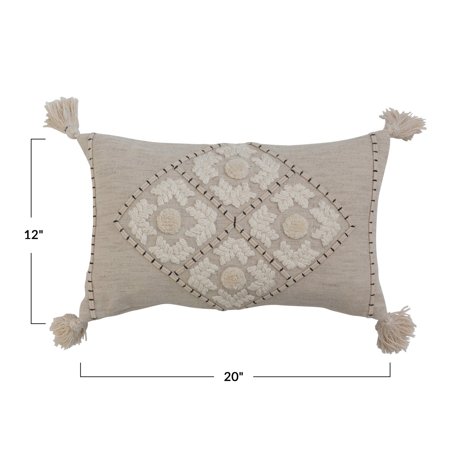 Lumbar Embroidery Pillow & Tassels
