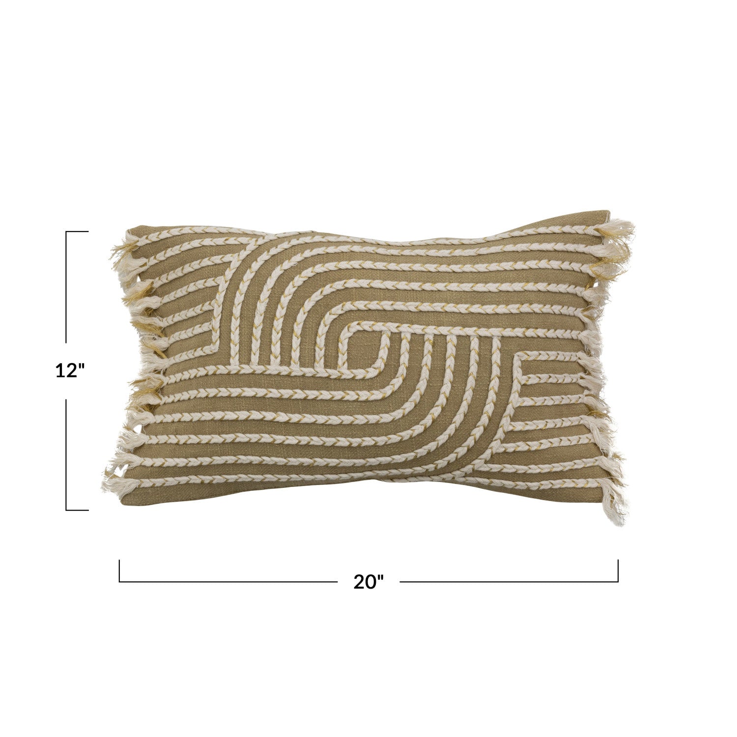Green Lumbar Pillow & Embroidery Fringe