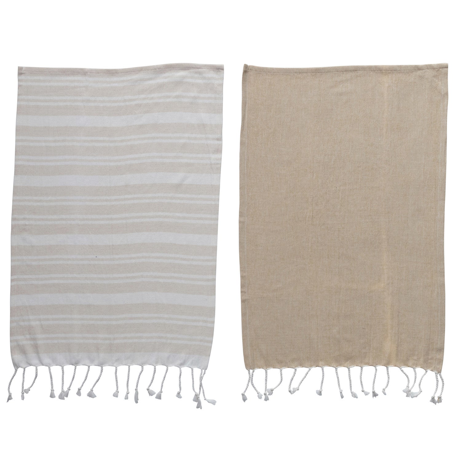 Woven Cotton Tea Towel W/Fringe