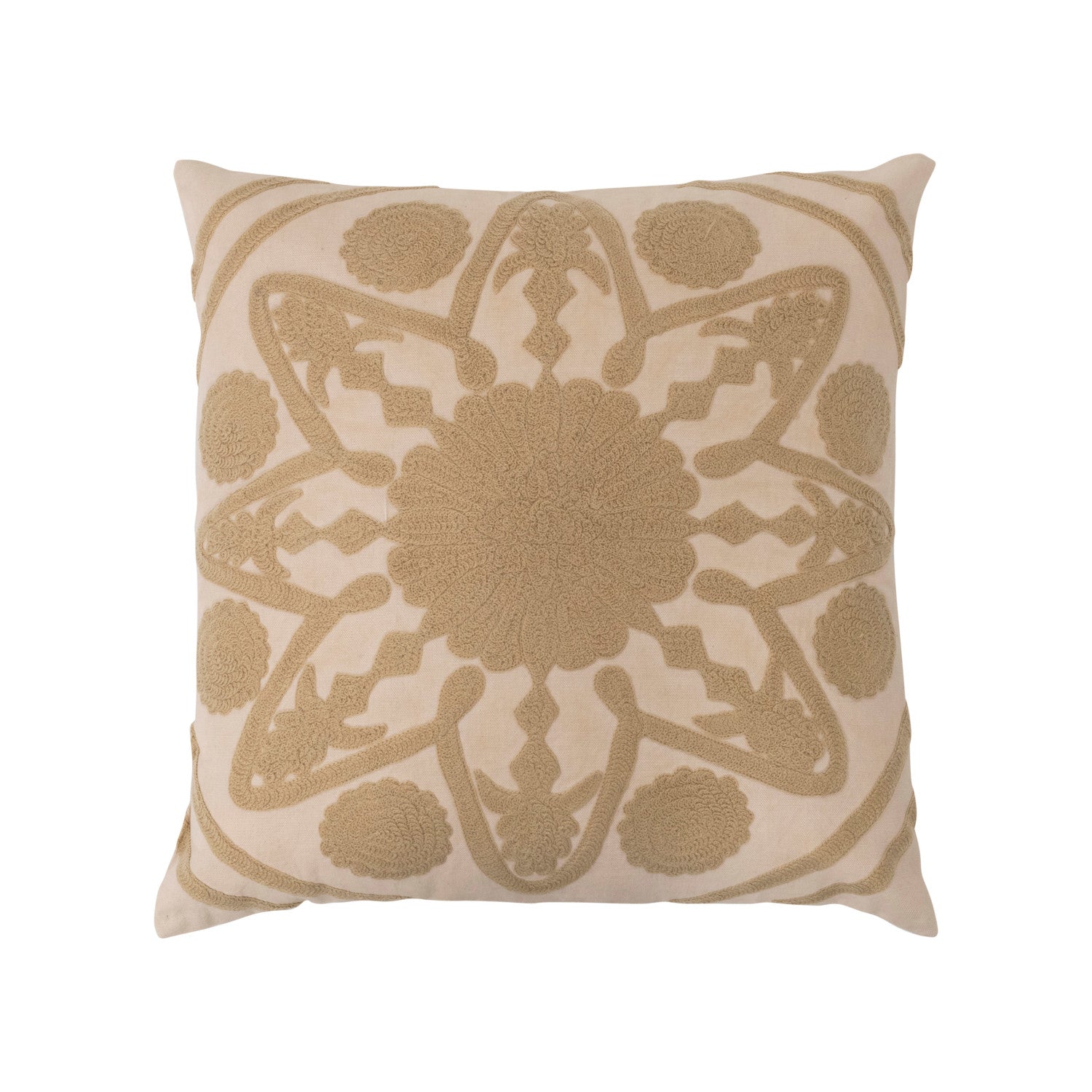 Beige Embroidered Pillow